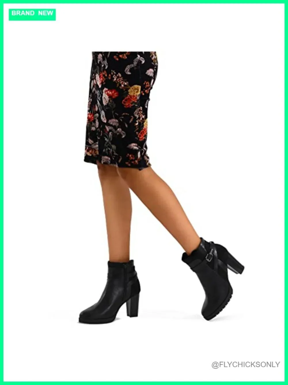 Women's Ankle Boots Wide Width Side Zip Chunky Stacked Block Heel Round Toe PU